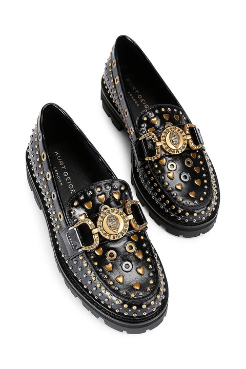 Kurt Geiger London mokasyny skórzane Mansion Stud Loafer damskie kolor czarny na płaskim obcasie 4737405309 - zdjęcie produktu nr 2