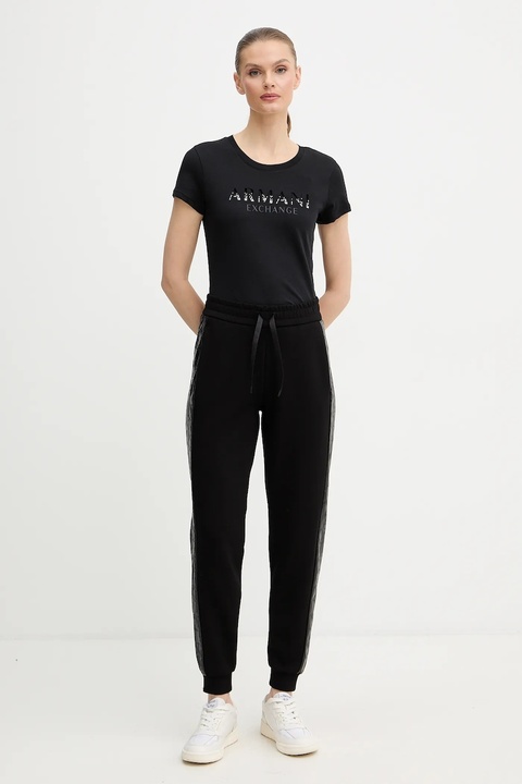 Armani Exchange t-shirt bawełniany damski kolor czarny XW001351 AF17172 - zdjęcie produktu nr 1