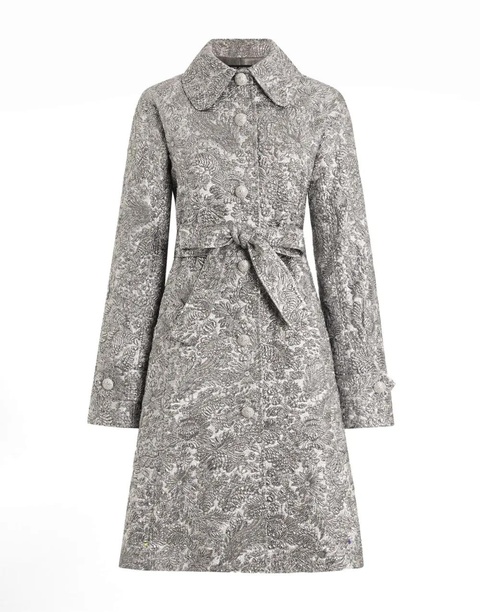 Dolce & Gabbana floral-jacquard trench coat - Silver - zdjęcie produktu nr 1