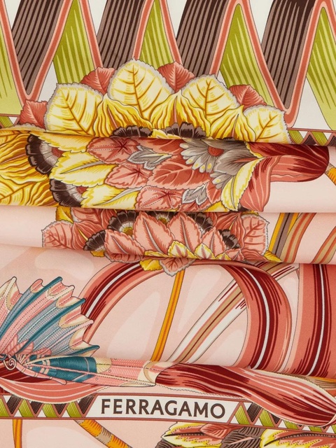 Ferragamo graphic-print silk scarf - Pink - zdjęcie produktu nr 2
