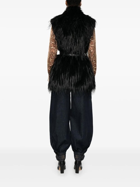 PINKO faux-fur belted gilet - Black - zdjęcie produktu nr 2