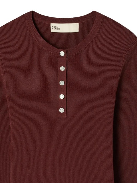 Tory Burch ribbed henley top - Red - zdjęcie produktu nr 2