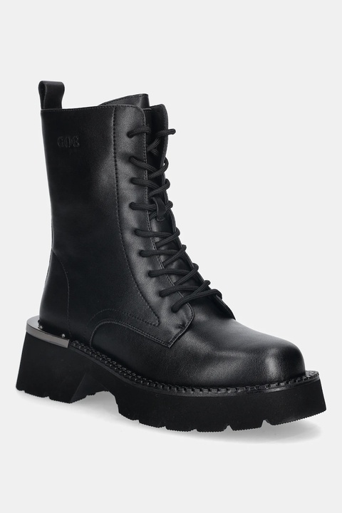 GOE workery skórzane damskie kolor czarny na platformie lekko ocieplone SS2N4164 BLACK - zdjęcie produktu nr 1
