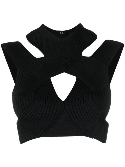 Balmain cut-out ribbed cropped top - Black - zdjęcie produktu nr 1