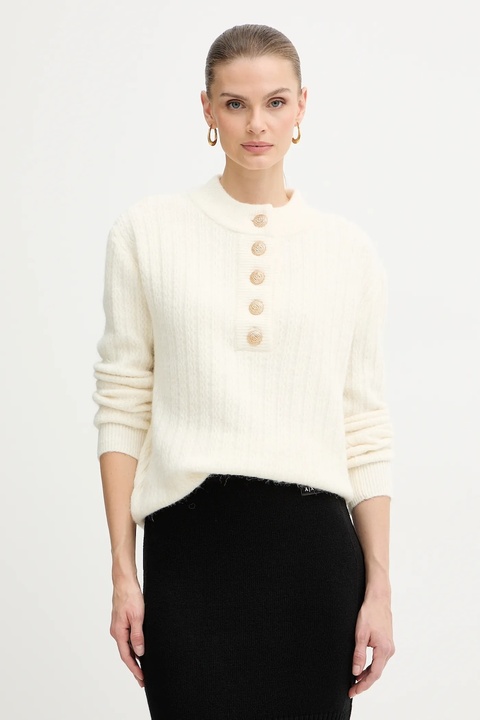 Morgan sweter z dodatkiem wełny damski kolor beżowy MESANGE - zdjęcie produktu nr 1