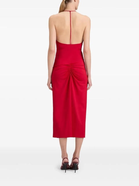 Victoria Beckham V-neck ruched midi dress - Red - zdjęcie produktu nr 2