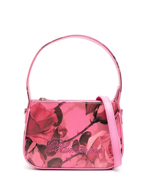 Blumarine rhinestone-logo floral-print leather tote bag - Pink - zdjęcie produktu nr 1