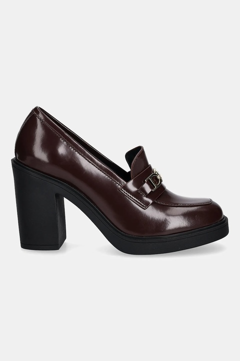 Love Moschino czółenka skórzane kolor czerwony na słupku JA1018AG1NJD0556 - zdjęcie produktu nr 2