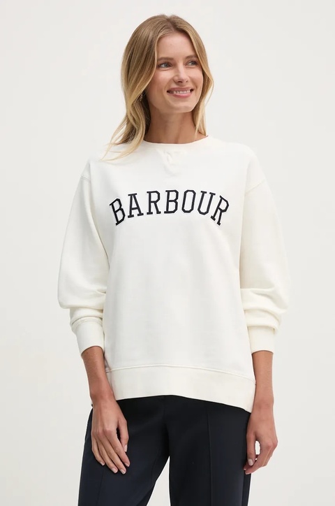 Barbour bluza bawełniana damska kolor biały z aplikacją LOL0591 - zdjęcie produktu nr 1