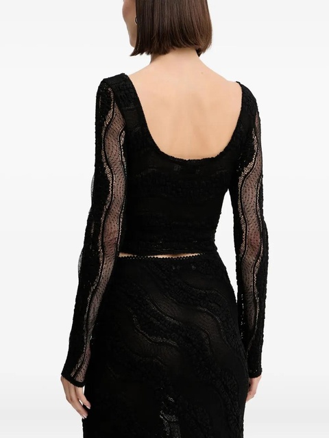 Charo Ruiz Ibiza ruched-detail lace blouse - Black - zdjęcie produktu nr 2