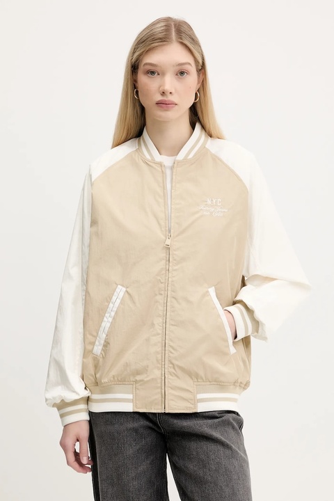Tommy Jeans kurtka bomber kolor beżowy przejściowa DW0DW21432 - zdjęcie produktu nr 1