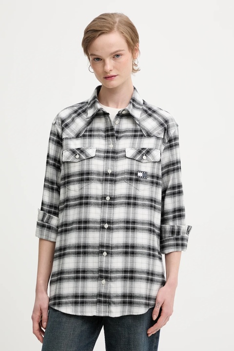 Tommy Jeans koszula bawełniana damska kolor czarny regular z kołnierzykiem klasycznym DW0DW21456 - zdjęcie produktu nr 1