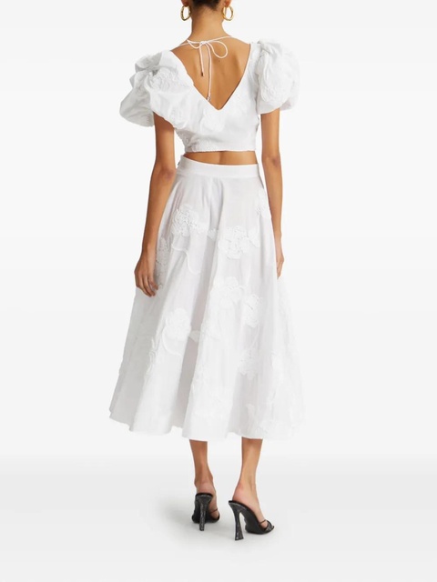 ROTATE BIRGER CHRISTENSEN puff-sleeve floral-embroidered top - White - zdjęcie produktu nr 2