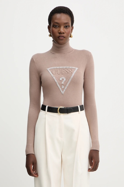 Guess sweter MELANIE damski kolor beżowy lekki z golfem W5BR39 Z2NQ2 - zdjęcie produktu nr 1