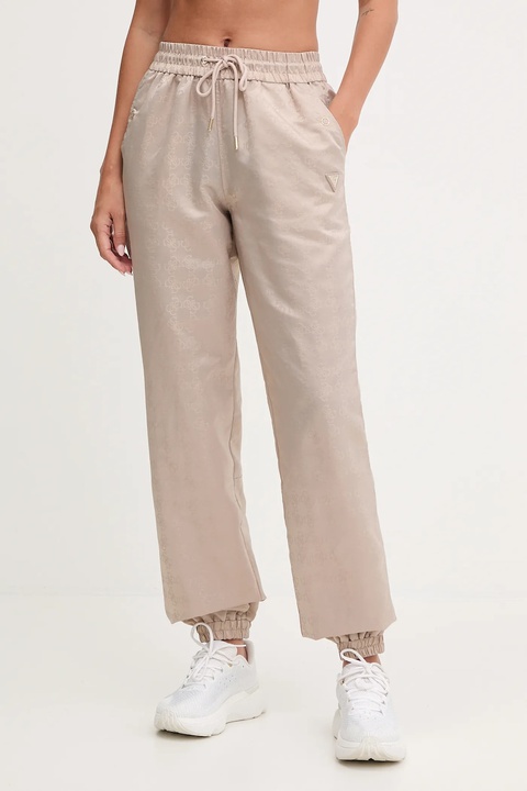 Guess spodnie AOP damskie kolor beżowy proste high waist V5YB14 WHFU0 - zdjęcie produktu nr 1