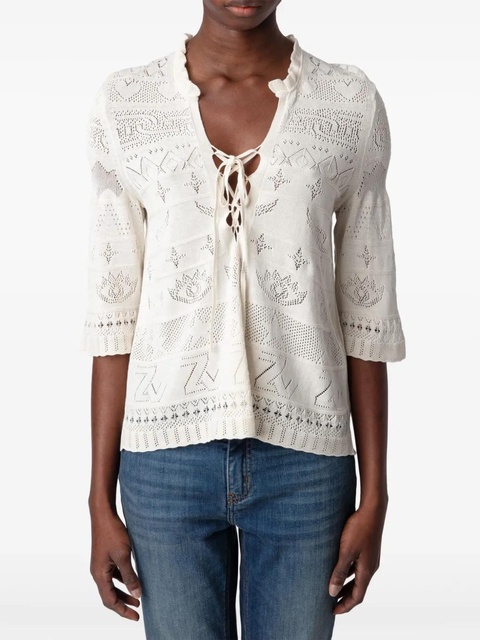 Zadig&Voltaire Taho openwork-knit top - White - zdjęcie produktu nr 2