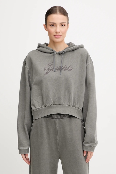 Guess bluza bawełniana MISTY damska kolor szary z kapturem wzorzysta V5RQ16 KCOS1 - zdjęcie produktu nr 1