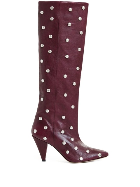 Essentiel Antwerp 90mm Ishan studded leather knee-high boots - Red - zdjęcie produktu nr 1