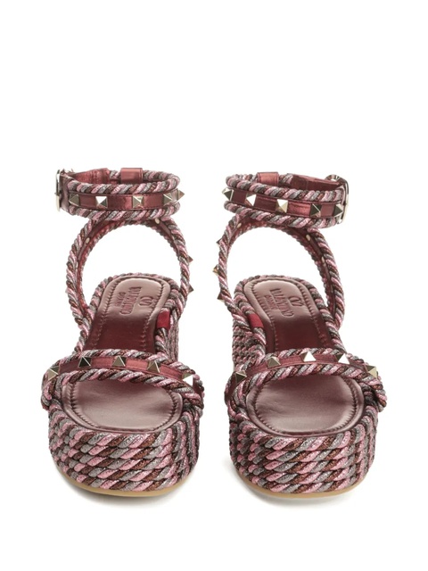 Valentino Garavani 60mm rope-trimmed studded sandals - Brown - zdjęcie produktu nr 2
