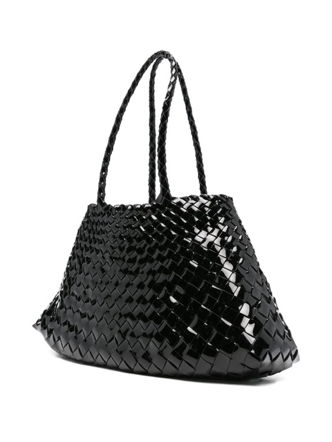 DRAGON DIFFUSION patent-leather woven tote bag - Black - zdjęcie produktu nr 2