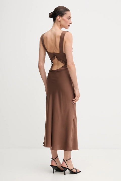 Bardot sukienka kolor brązowy maxi rozkloszowana 58603DB - zdjęcie produktu nr 2