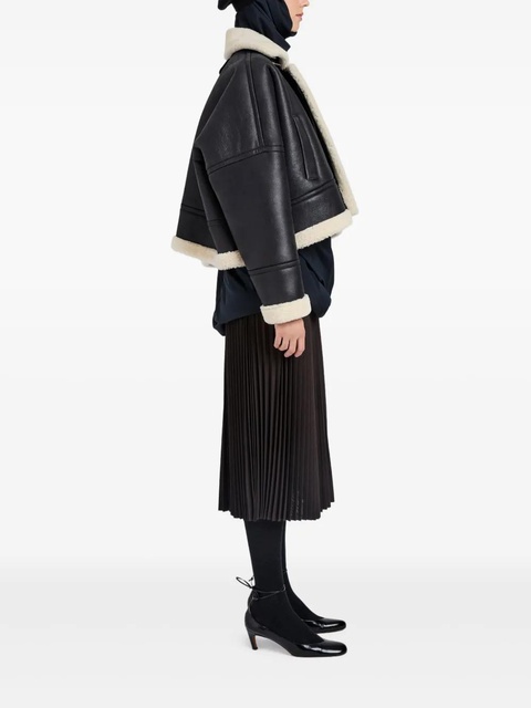 Proenza Schouler leather shearling-linen jacket - Black - zdjęcie produktu nr 2