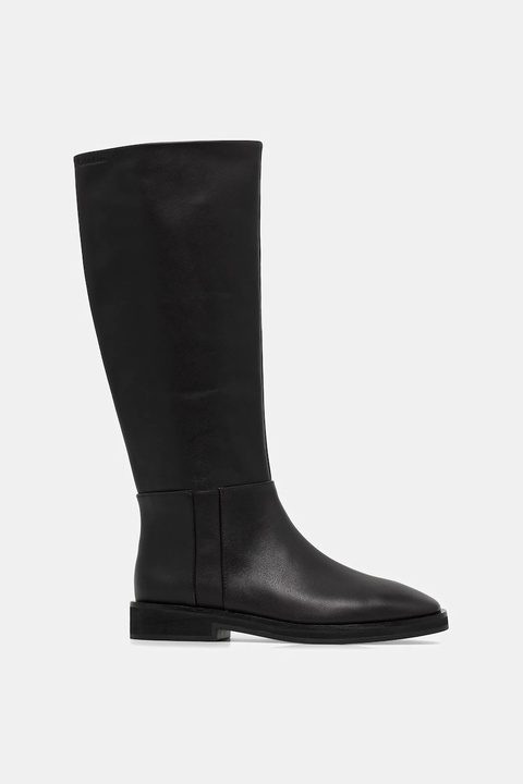 Calvin Klein kozaki skórzane FORMAL UTK BOOT LTH damskie kolor brązowy na płaskim obcasie HW0HW02599 - zdjęcie produktu nr 2