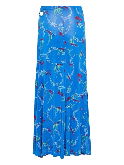 Rabanne fish-print maxi skirt - Blue - zdjęcie produktu nr 2