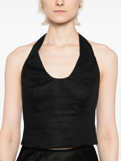 Reformation Sasha linen top - Black - zdjęcie produktu nr 2