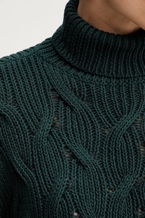 Armani Exchange sweter damski kolor zielony lekki z golfem XW000780 AF16638 - zdjęcie produktu nr 1