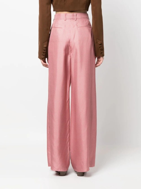 Lanvin geometric-print wide-leg silk trousers - Pink - zdjęcie produktu nr 1
