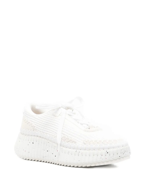Chloé 50mm Nama textured lace-up sneakers - White - zdjęcie produktu nr 2