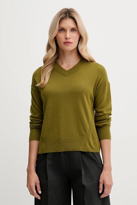 United Colors of Benetton sweter z dodatkiem wełny damski kolor zielony lekki 102HD4032 - zdjęcie produktu nr 1