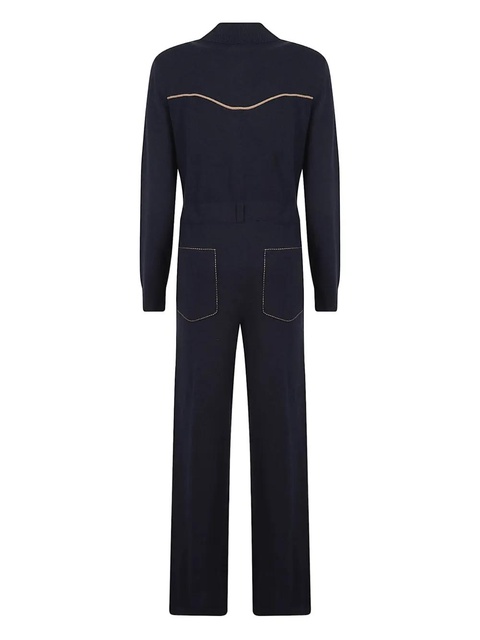 Guest In Residence yoke-detail cashmere jumpsuit - Blue - zdjęcie produktu nr 2