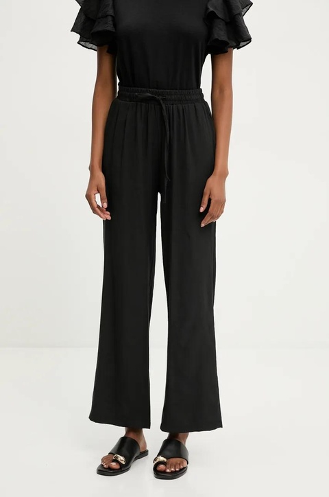 Answear.LAB spodnie lniane damskie kolor czarny szerokie high waist - zdjęcie produktu nr 1