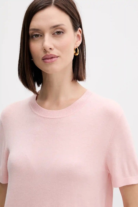 United Colors of Benetton t-shirt z jedwabiem damskie kolor różowy 1ZRED10BK - zdjęcie produktu nr 2