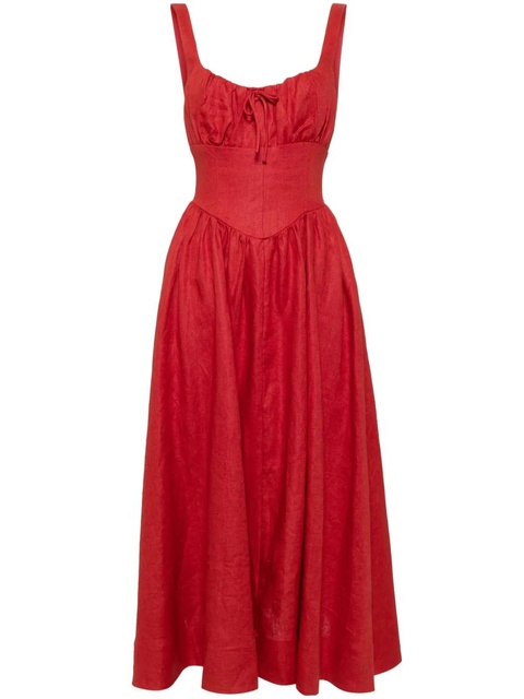 Reformation Balia linen midi dress - Red - zdjęcie produktu nr 2