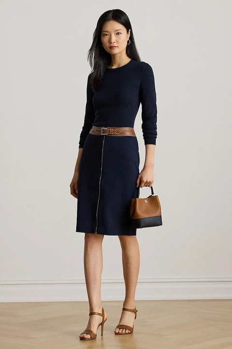 Lauren Ralph Lauren spódnica kolor granatowy midi ołówkowa 200980024 - zdjęcie produktu nr 1