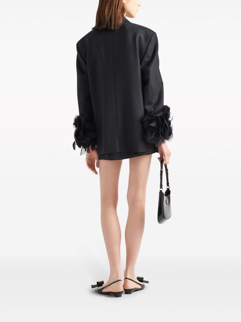 Prada feather-trim wool blazer - Black - zdjęcie produktu nr 2
