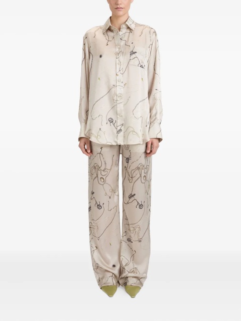 Victoria Beckham jewellery-print silk pajama top - Neutrals - zdjęcie produktu nr 2