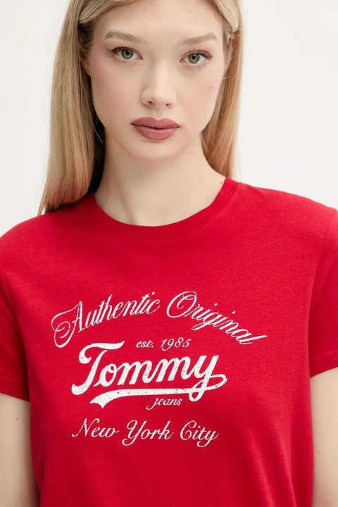 Tommy Jeans t-shirt damski kolor czerwony DW0DW21404 - zdjęcie produktu nr 2