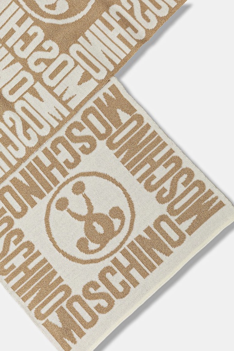 Moschino szalik z dodatkiem wełny kolor beżowy wzorzysty M2966 30623 - zdjęcie produktu nr 1