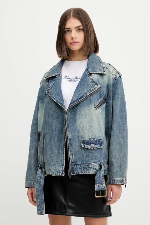 Guess Originals kurtka jeansowa kolor niebieski przejściowa oversize W5YN70 D4XYZ - zdjęcie produktu nr 1