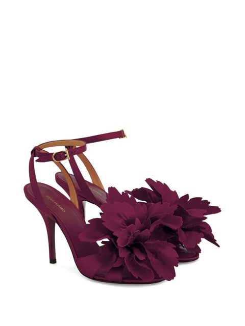 Ferragamo flower-embellished heeled sandals - Purple - zdjęcie produktu nr 2