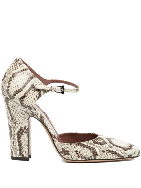 Paris Texas 100mm python-print ankle-strap pumps - Neutrals - zdjęcie produktu nr 1
