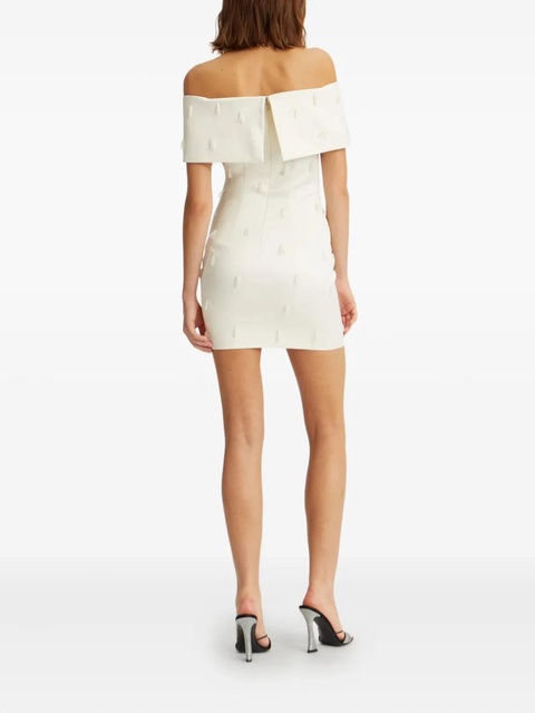 ROTATE BIRGER CHRISTENSEN off-shoulder beaded minidress - White - zdjęcie produktu nr 2