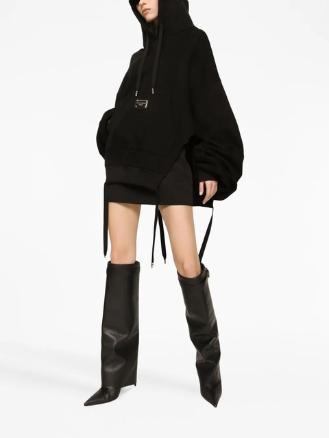 Dolce & Gabbana logo-plaque oversized jersey hoodie - Black - zdjęcie produktu nr 2