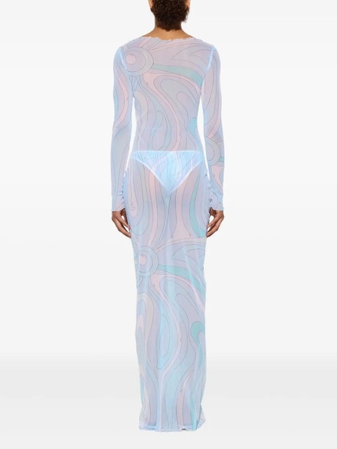 PUCCI marmo-print tulle maxi dress - Blue - zdjęcie produktu nr 2