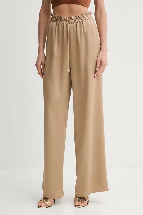 Simona Corsellini spodnie damskie kolor beżowy szerokie high waist P25CPPA004 - zdjęcie produktu nr 1