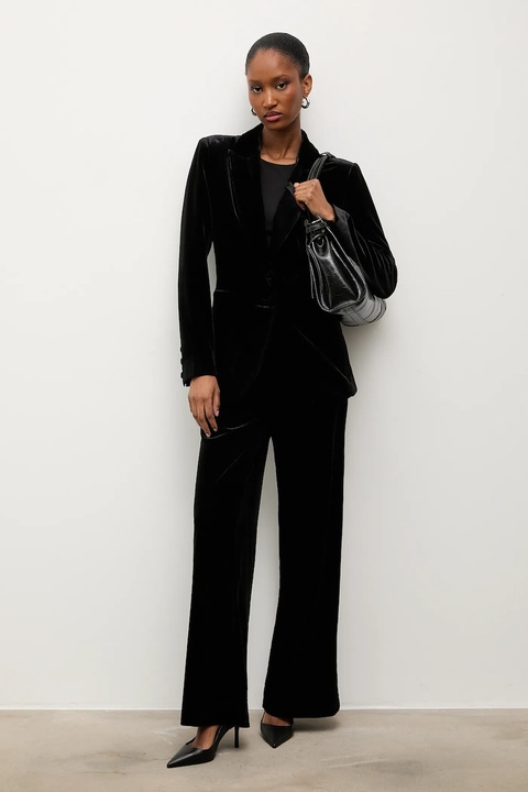 Answear.LAB spodnie welurowe damskie kolor czarny szerokie high waist - zdjęcie produktu nr 2